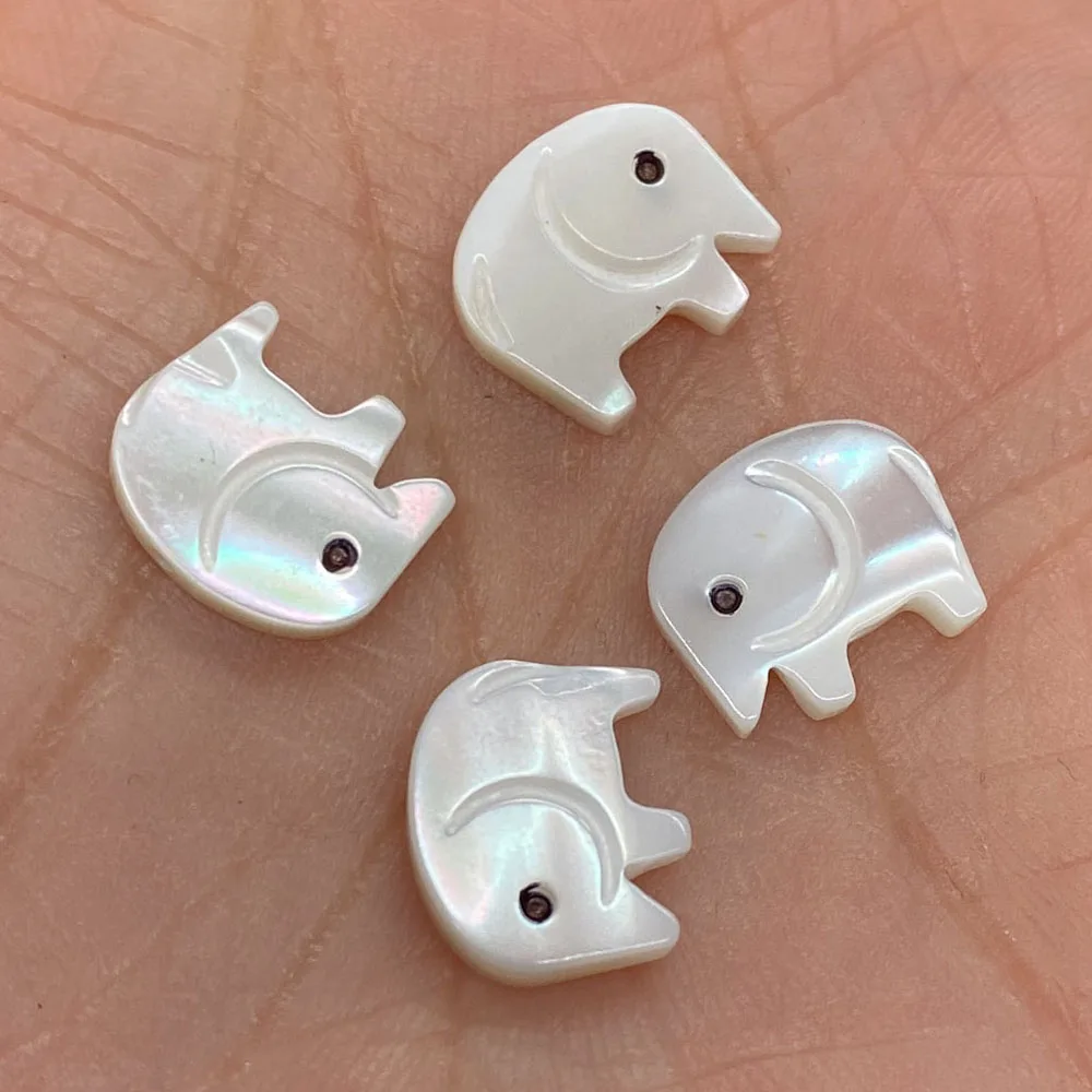 Natural Freshwater Shell Beads Animal Shape White Mother Of Pearl Shell Elephant Shape Charm DIY Necklace Bracelet Supplies Gift