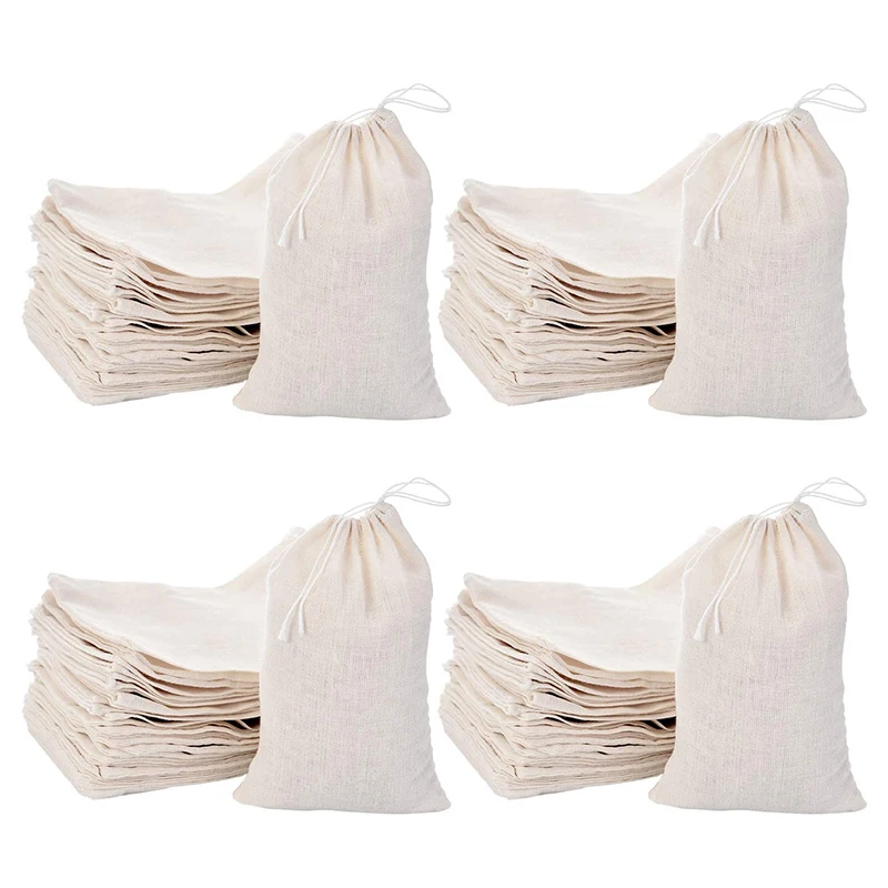 ●200 Pack Cotton Muslin Bags Sachet Bag Multipurpose Drawstring Bags for Tea Jewelry Wedding Party Favors Storage (4 x 6 Inches)
