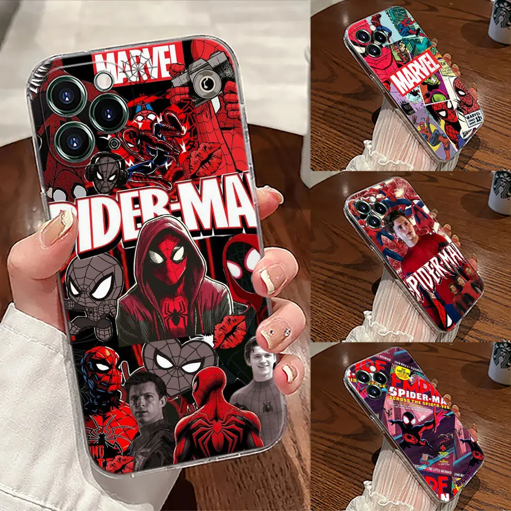 

Spiderman Comic Marvels Transparent Case For Apple iPhone 17 16 15 14 13 12 11 Pro Max 16 Plus 16E 17Air 17Pro Phone Cover Funda