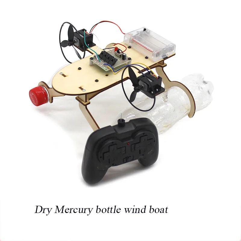 Remote Control Wind Boat Model Toy DIY Handmade Tech Small Make Bottle Wind Boat Science Experiment Kit