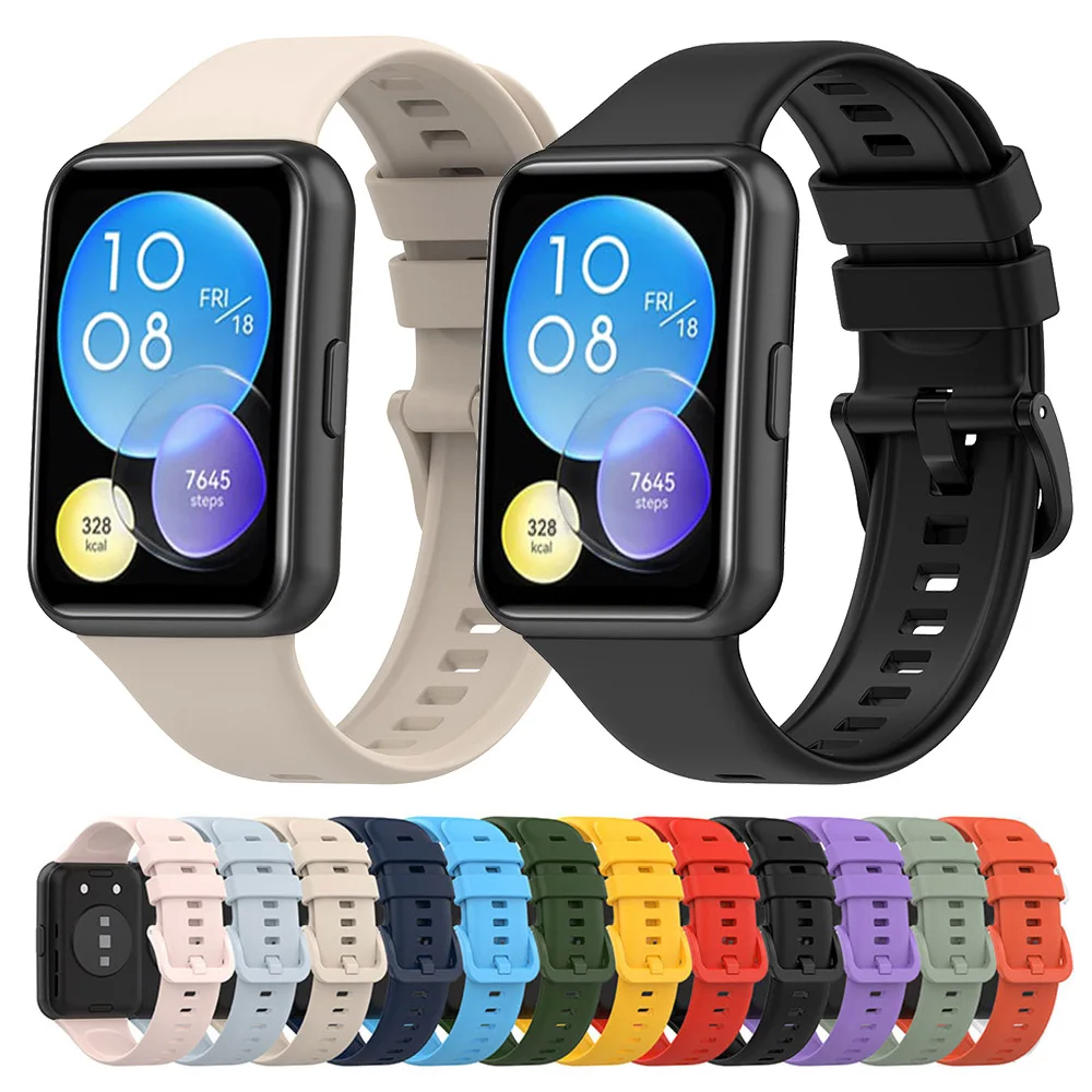 Huawei için silikon kayış izle Fit 2 Fit2 bilezik izle bant + şeffaf TPU koruyucu kılıf