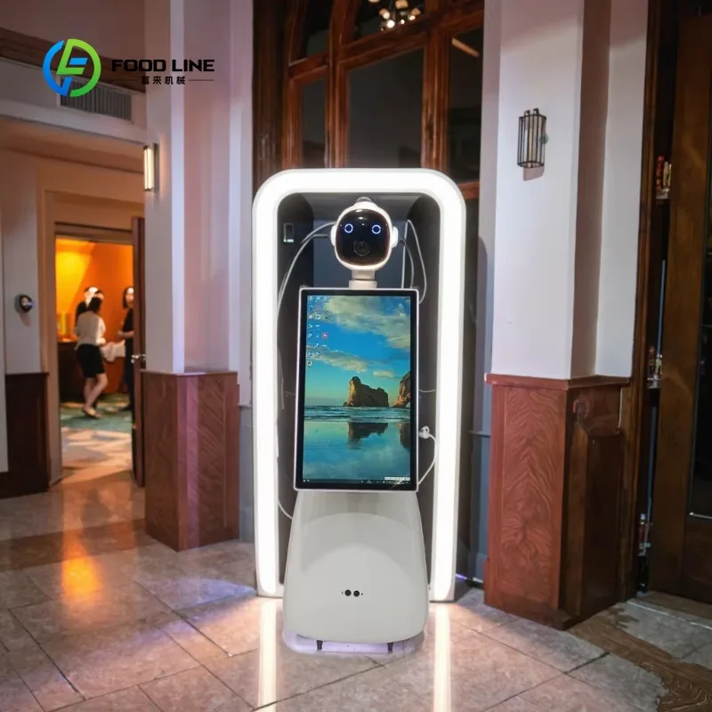 

Customized Roamer Robotic Photo Robot High Quality Wireless Automatic Rotating Selfie 32 Inch Robot Photo Booth