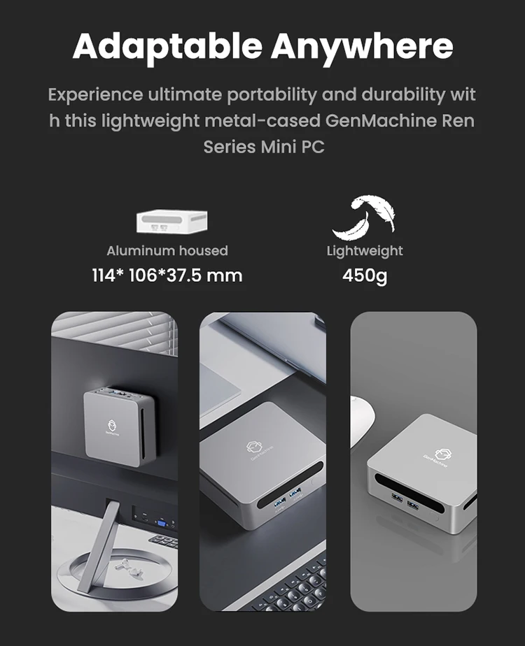  GenMachine AMD Ryzen™ 7 5850U Windows 11 Ryzen MINI PC DDR4 8 Core 16 Thread 1.9GHz Up to 4.4GHz TDP 15W WIFI6 BT5.2 4.4GHz
