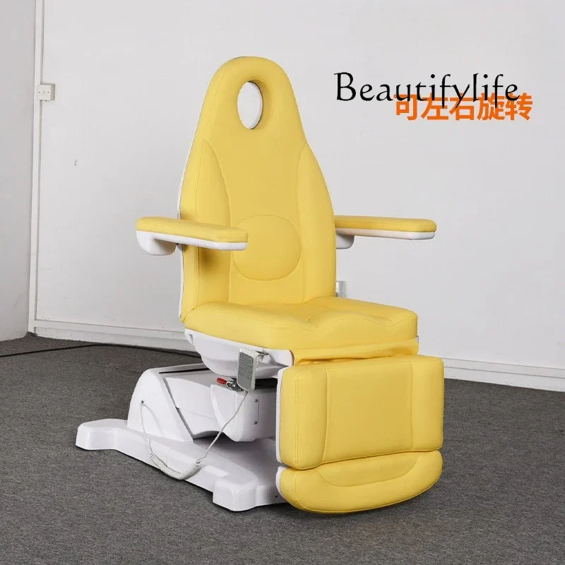 for Beauty Salons Electric Lift Beauty Care Bed Multifunctional Rotating Eyelash Tattoo Chair