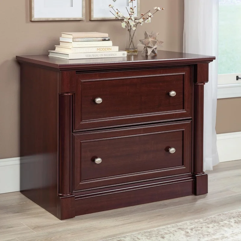 

2 Drawer Lateral File Cabinet with Safety Lock Mechanism, Cherry Freestanding Storage Cabinet, Modern Office Filing Cabin