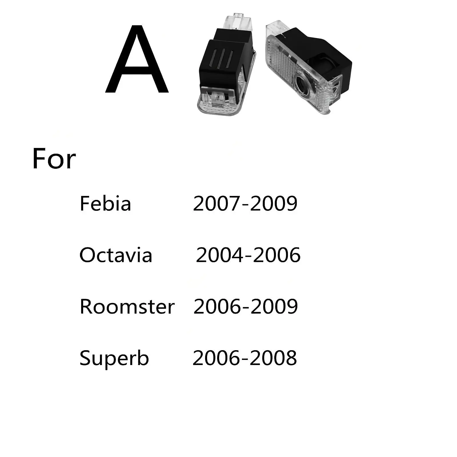 2 Stück Auto-LED-Türprojektorleuchten für Skoda Zubehör 2004-2024 VRS Octavia 2 3 A5 A7 MK2 MK3 Superb 3V 3T B6 B8 Kodiaq Karoq