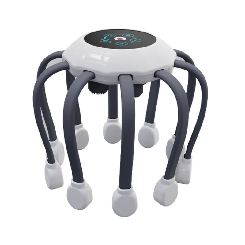 

AA47 Electric Head Massager Octopus Scalp Massage Music 5 Modes 14 Vibrating Contacts Red Light Therapy For Stress Relief