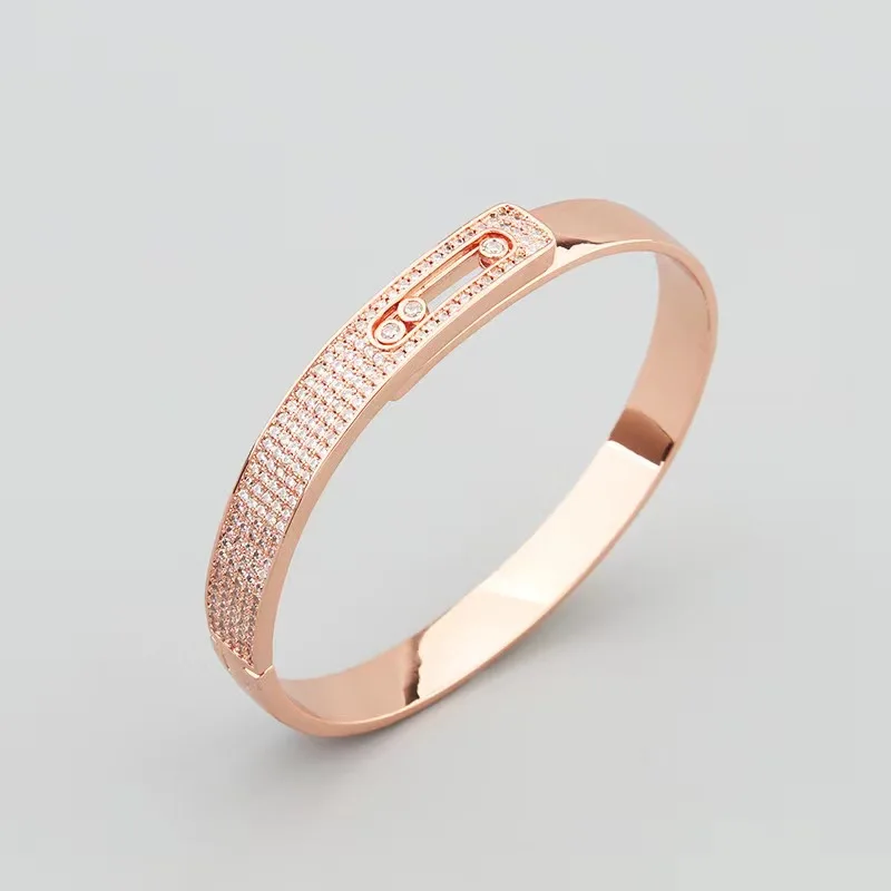 High quality 925 sterling silver full diamond sliding bracelet Ladies fashion ethos Luxury brand jewelry party gift