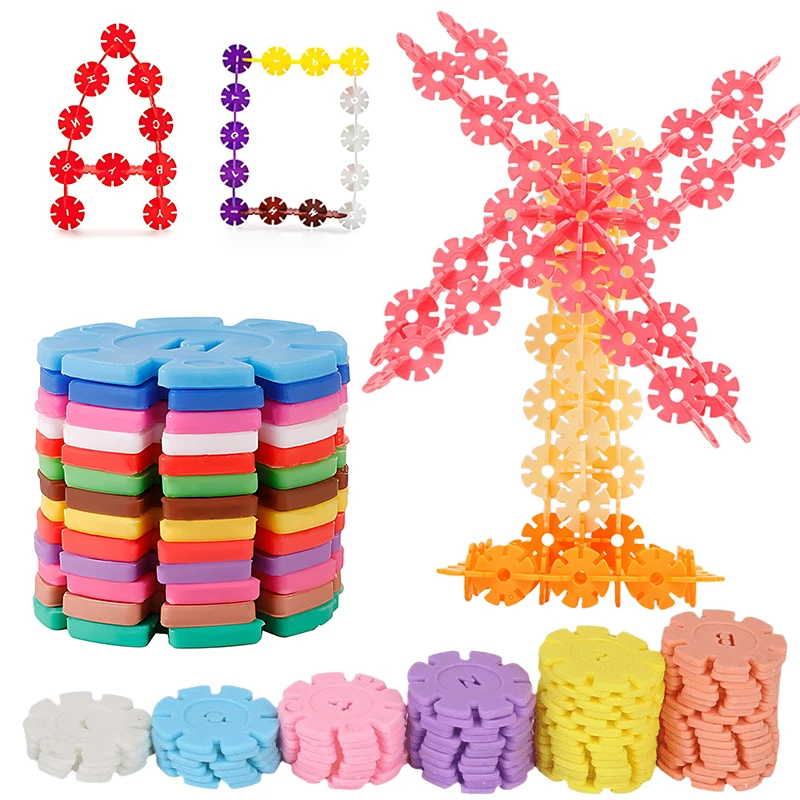 

Snowflake Block Set 60/100/200PCS Classic Colored Style Macaron Style Available Snowflake Convenient Storage Parent Kid Game ZYF