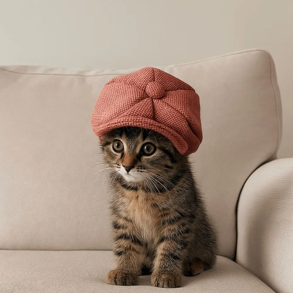 

Pet Costume Accessory Retro Pet Beret Hat Universal Adjustable Pet Headwear Three-dimensional Pet Dress Up Cap Four Seasons