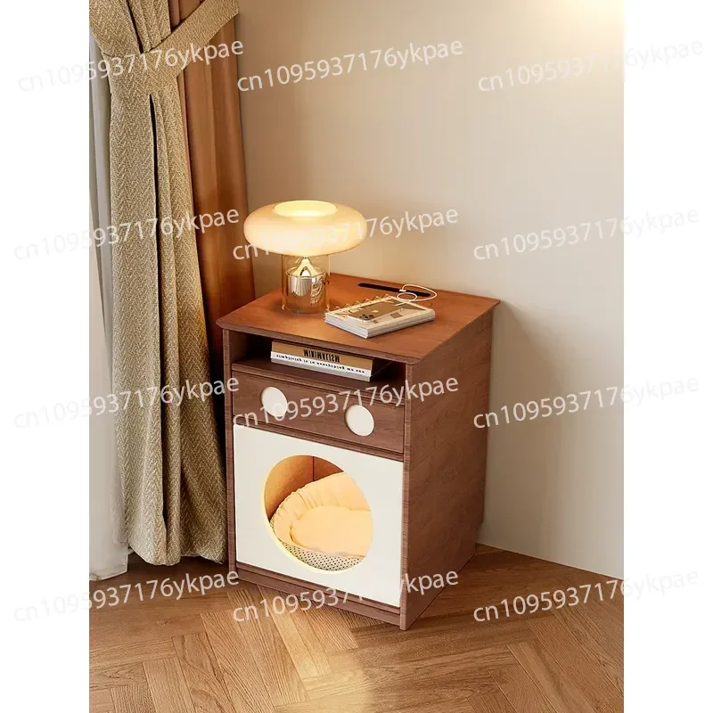 Medieval Cream Wind Cat Nest Bedside Table Tea Table One Body Simple Multifunctional Storage Cabinet Pet Furniture Human Pet
