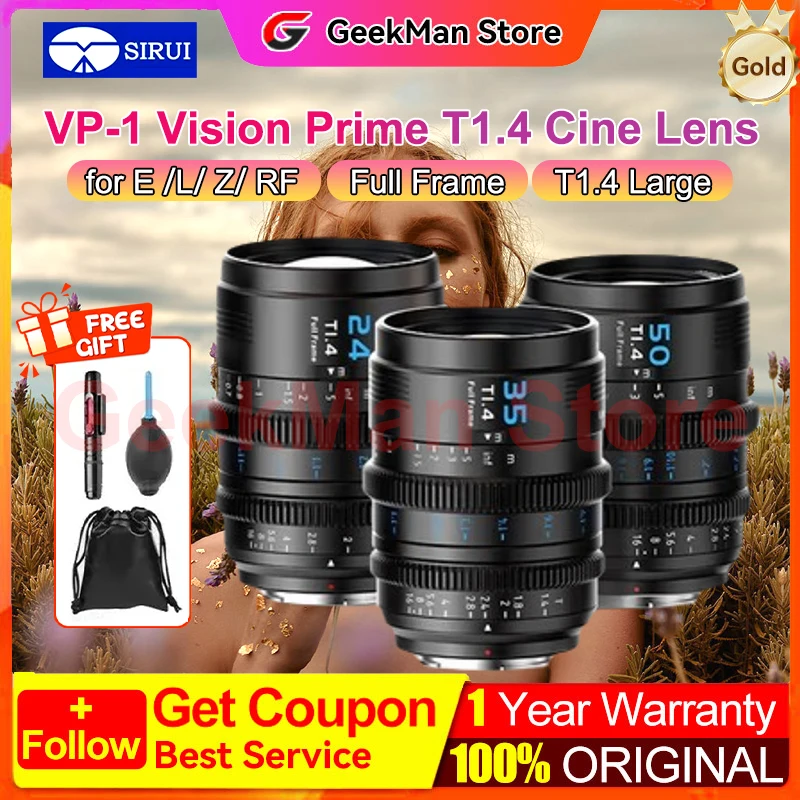 SIRUI Vision Prime 24mm 35mm 50mm T1.4 Cine Lens for E Mount