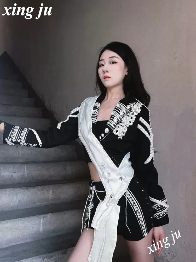 Kpop Korean Singer Jazz Dance Costume Women Group Outfits Sexy Dancewear  Top Hip Hop Tight Black Shorts Dj Stage Rave Clothes - AliExpress 200000532