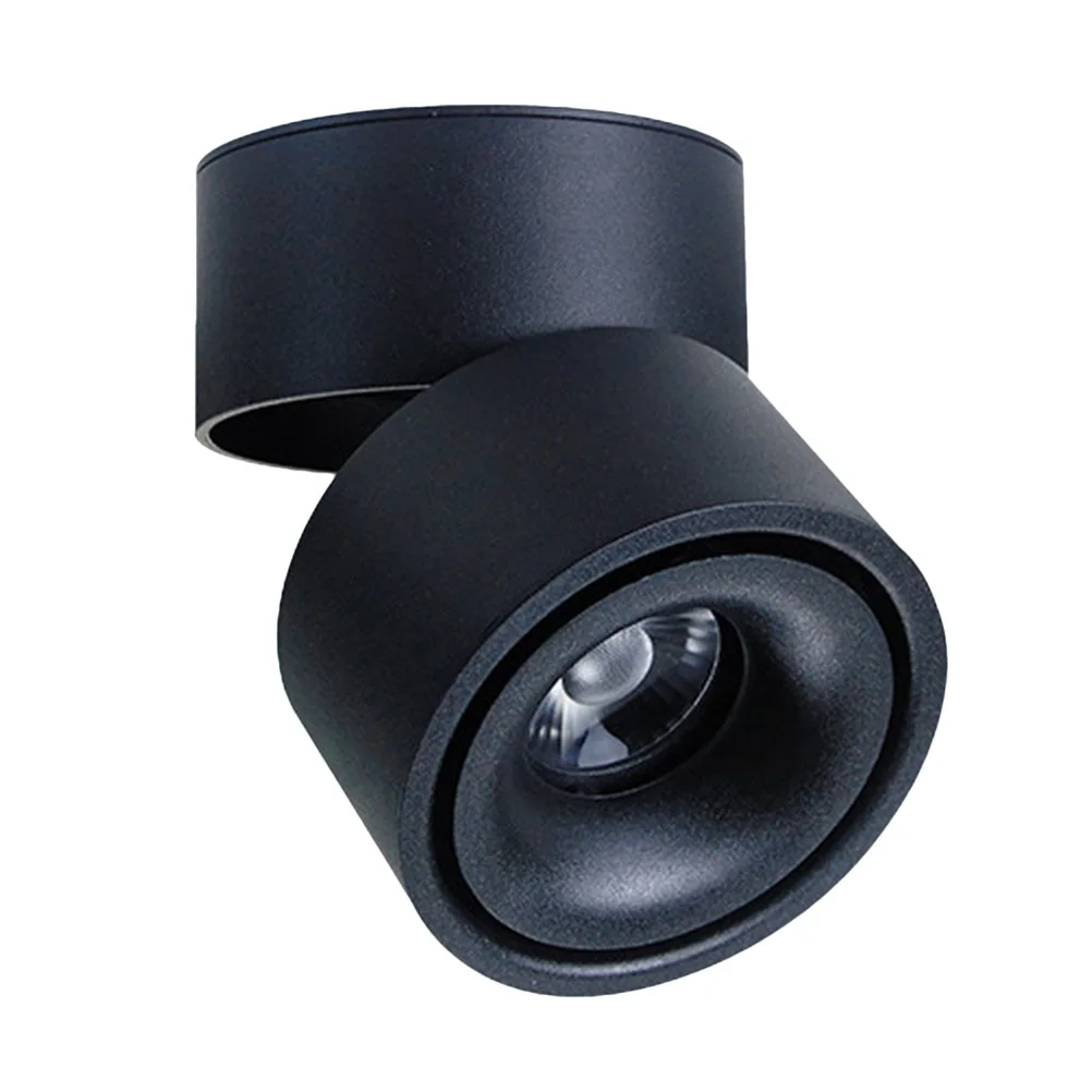 

LED Spotlight Downlight Adjustable Ceiling Light Wall Mount Modern Black Surface Lamp for Living Room Hotel Efficient