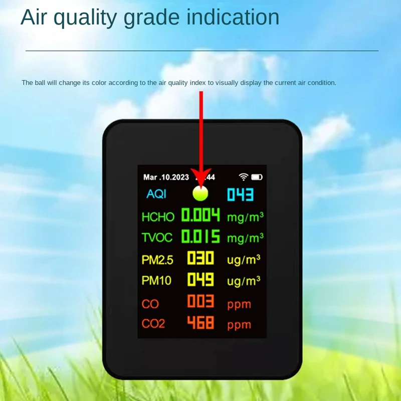 FULL-9 In 1 디지털 온도 습도 테스터 PM2.5 PM10 HCHO TVOC CO CO2 측정기 Wifi LCD