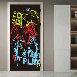 Gamepad Gamer Self-Adhesive Removable Door Stickers Color Game Controller Wallpaper Decal Home Teens Bedroom Decor Mural Poster