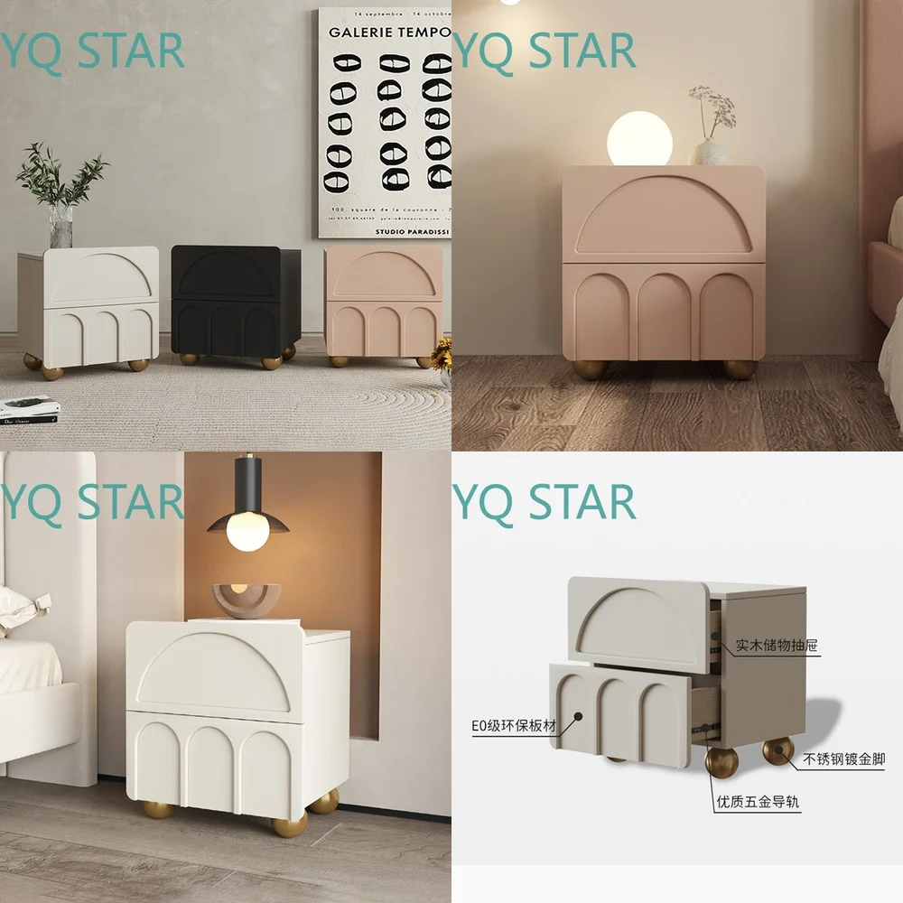 Smart Small Cream Cloud Wood Style Bedside Table with Eco Friendly Storage Space for Hotel Bedroom Home Office Living Room