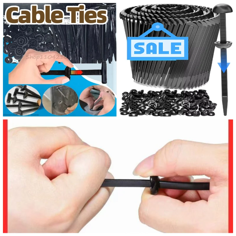 Universal Nylon Cable Tie Buckle Multifunctional Zip Tie Buckle Button Design Cable Ties Zipties for Car Daily Repair Clip Cable