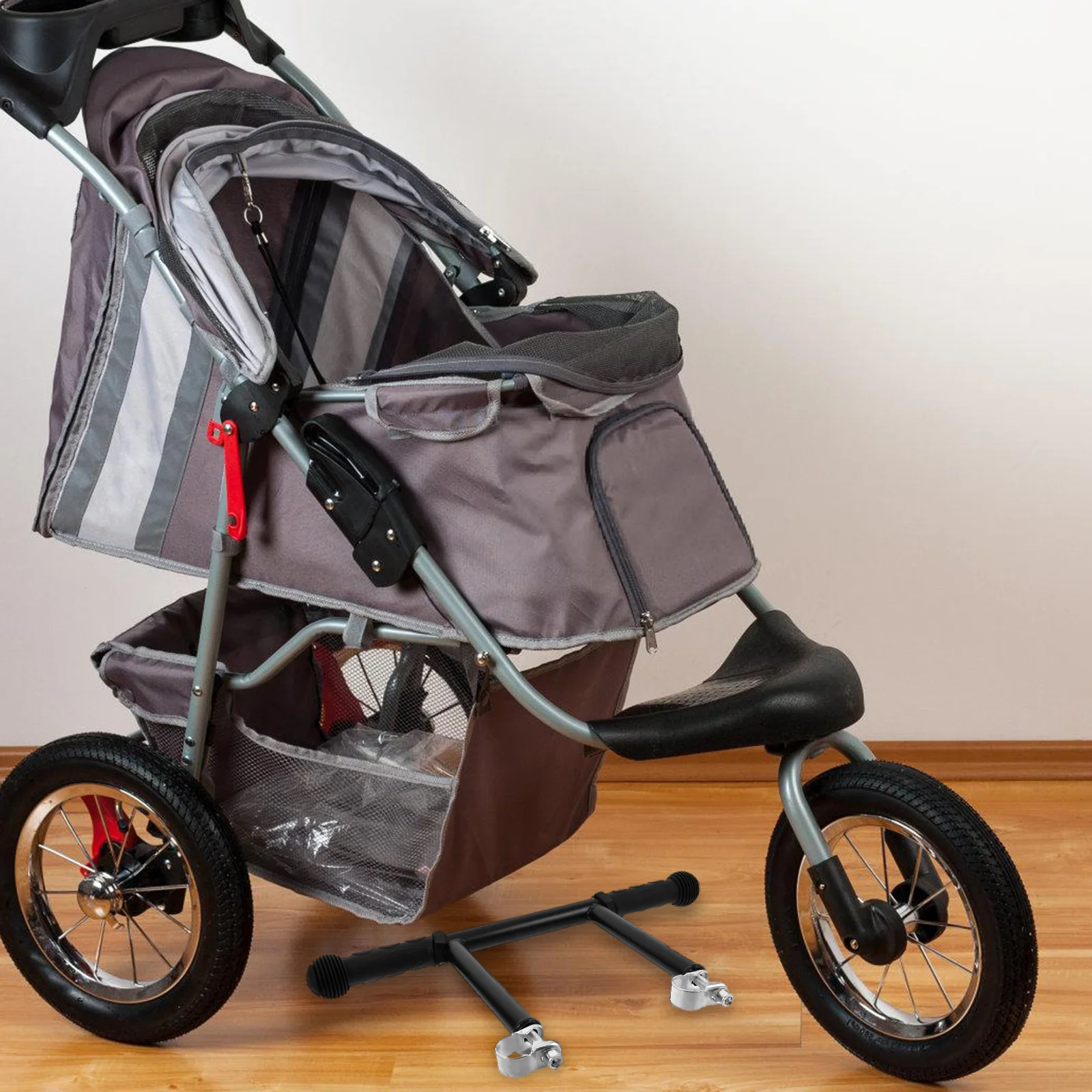 

Stroller Handle Extender Adjustable Height 22 Mm Buckle Black Anti Slip Grip Easy Install For Pushchairs Prams Trolley