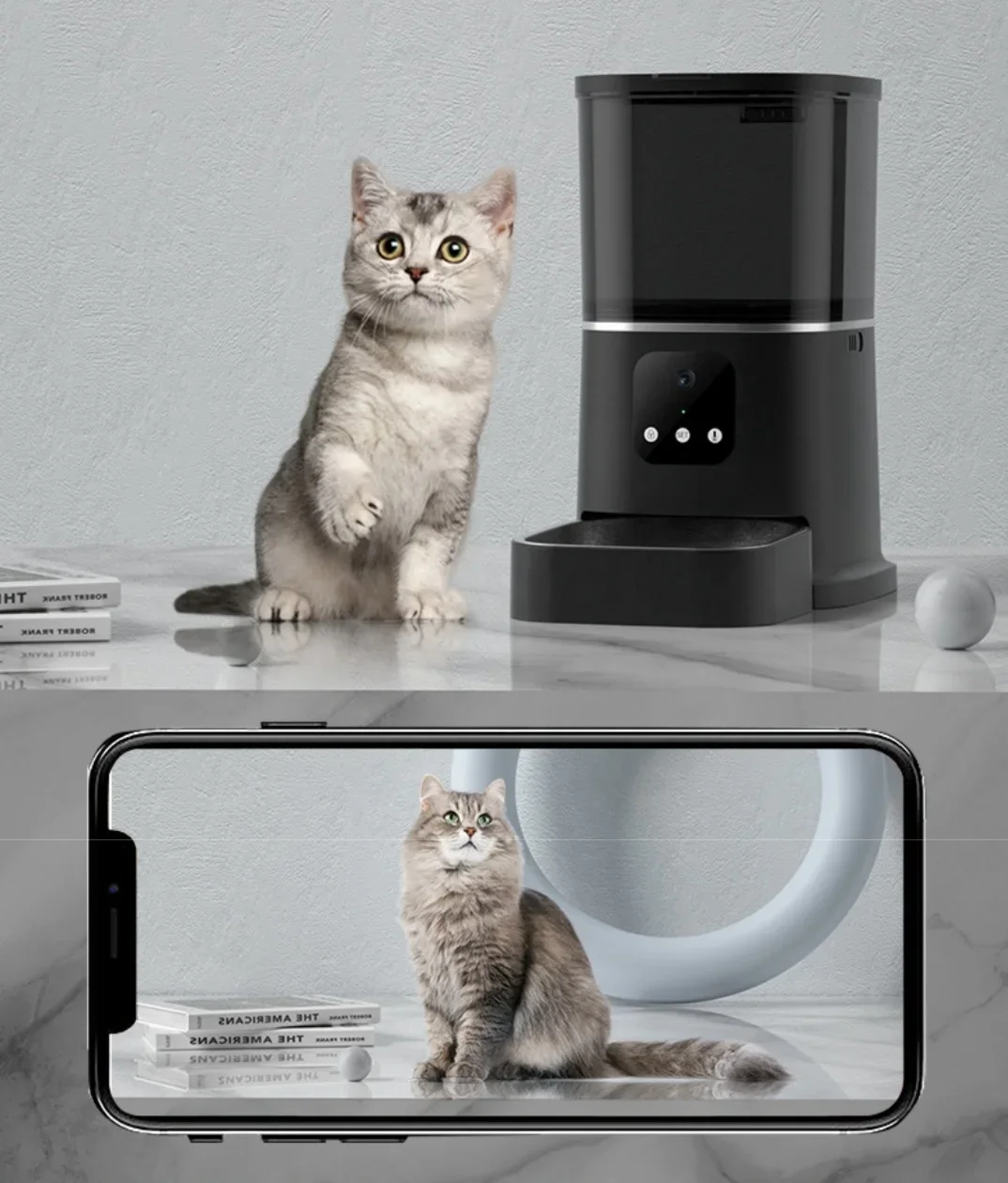 TUYA app 6L Large Automatic Pet Feeder  Smart Food Dispenser with 1080HD Camera and Portion Control  for Dog and Cat