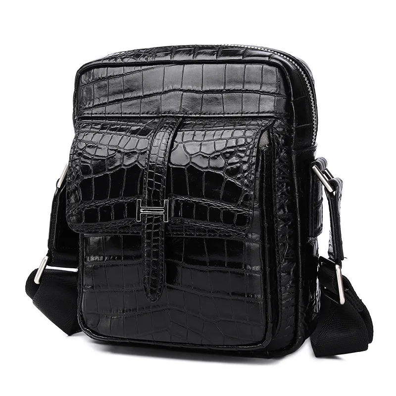 2023 New alligator Genuine Leather Men Crossbody Bag Casual Business Leather Men's Messenger Vintage Shoulder Handbags Bags