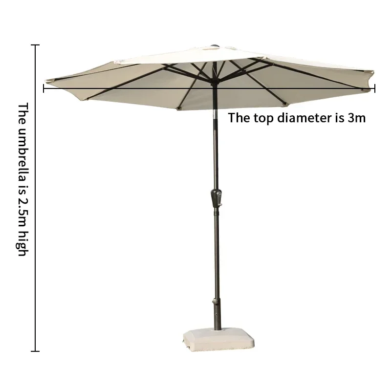 Iron Modern Leisure Patio Umbrella, Outdoor Sunshade, Custom Colors, High Quality, Factory Wholesale, Custom Colors, 3M