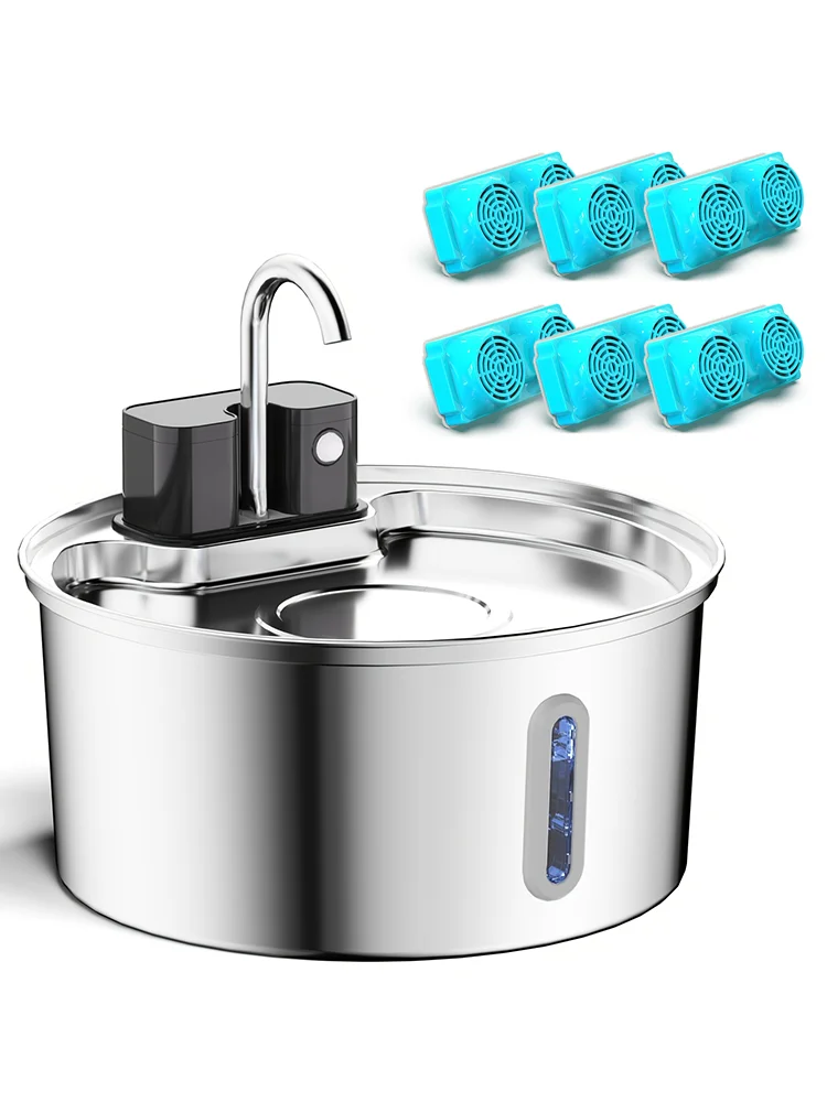 Fontaine d'eau sans fil pour chat en acier inoxydable, 3,2 l, avec batterie 4000mAh et capteur, Filtration automatique, distributeur d'eau pour animaux de compagnie