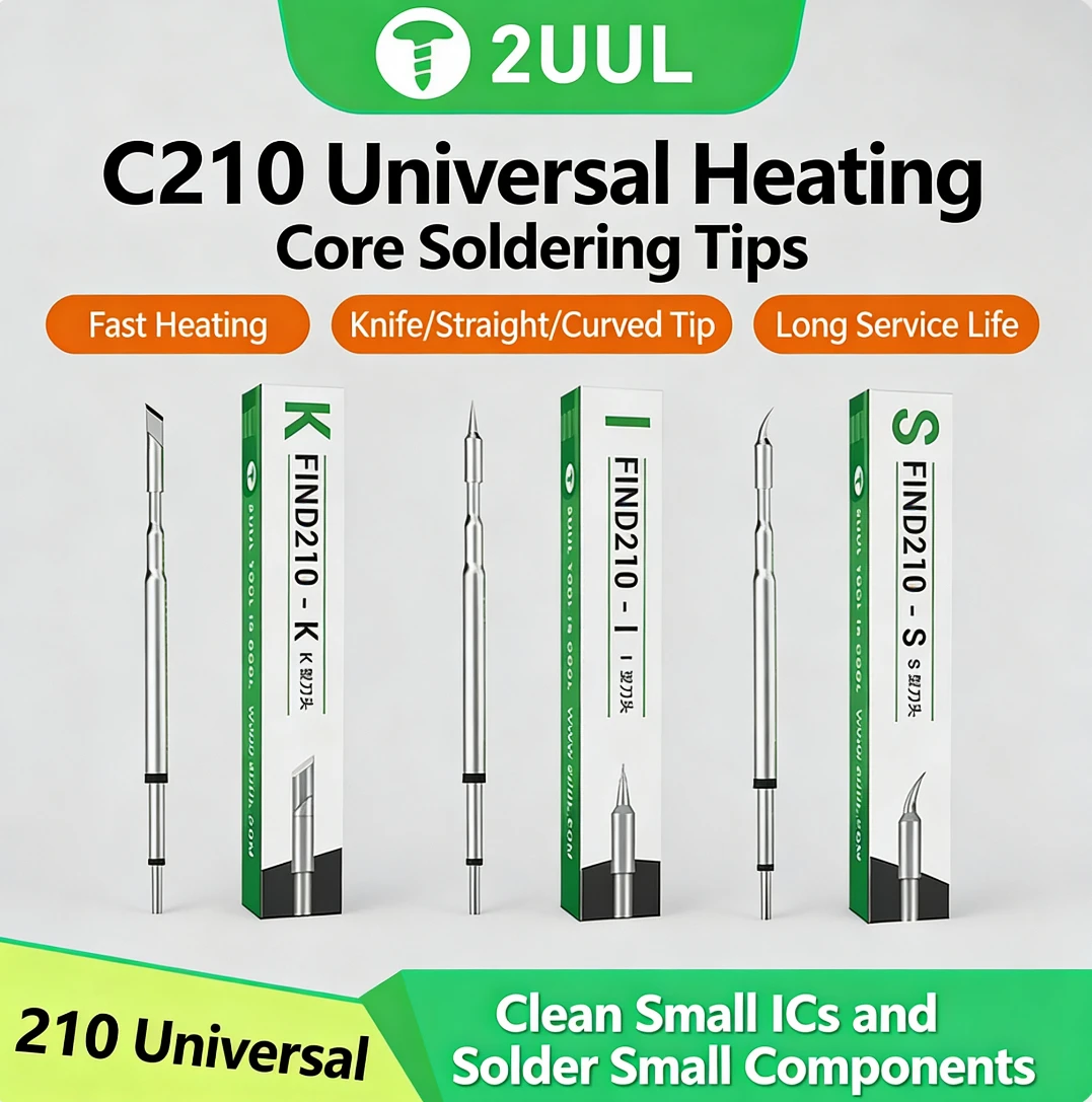 2UUL C210 Integrated Soldering Iron Tip Heating Core Efficient Heat Conduction for JBC Sugon Aifen T210 T26 A9 Soldering Station