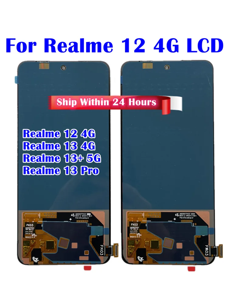 Tested OLED For Realme 12 4G RMX3871 LCD Display Touch Screen Digitizer Assembly Replacement For Realme 13 Pro Realme 13 4GLCD