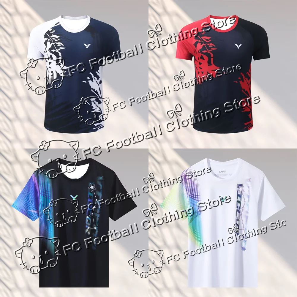 

2025 New Badminton Match Clothes Breathable Speed Drying Training Short Sleeve Set Sport Men's and Women's Edition Printed