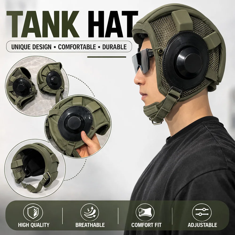 

Tactical Sheepskin Tank HatOutdoor tactical sheepskin tank cap with semi-finished headgear Military Tactical Tanker Helmet Hat