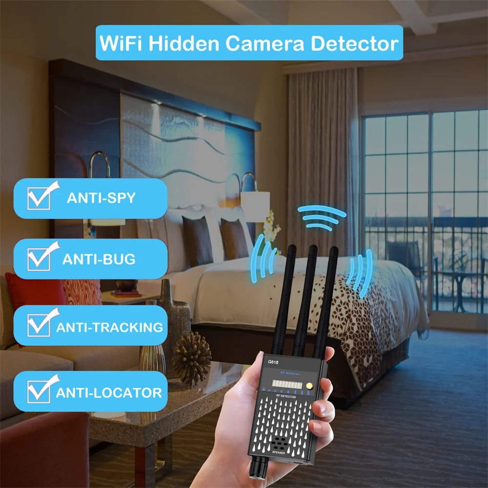 Professional Wireless RF Signal Detector Anti-Spy Eavesdropping Pinhole Camera Detect Bug GPS Tracker GSM Audio Finder Scanner