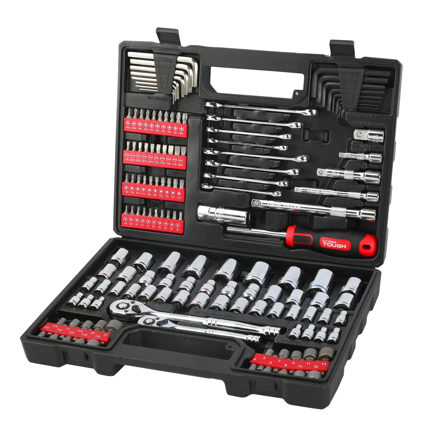 NEW 144-Piece 1/4, 3/8 and 1/2-inch Drive Mechanics Tool Set, Chrome Finish