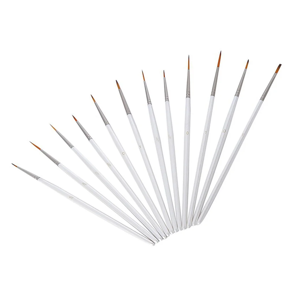 

12pcs Miniature Painting Brushes White 16.7X1.7X1.7Cm Fine Detail Tools For Acrylic Watercolor Oil Nail Art Face Painting Models