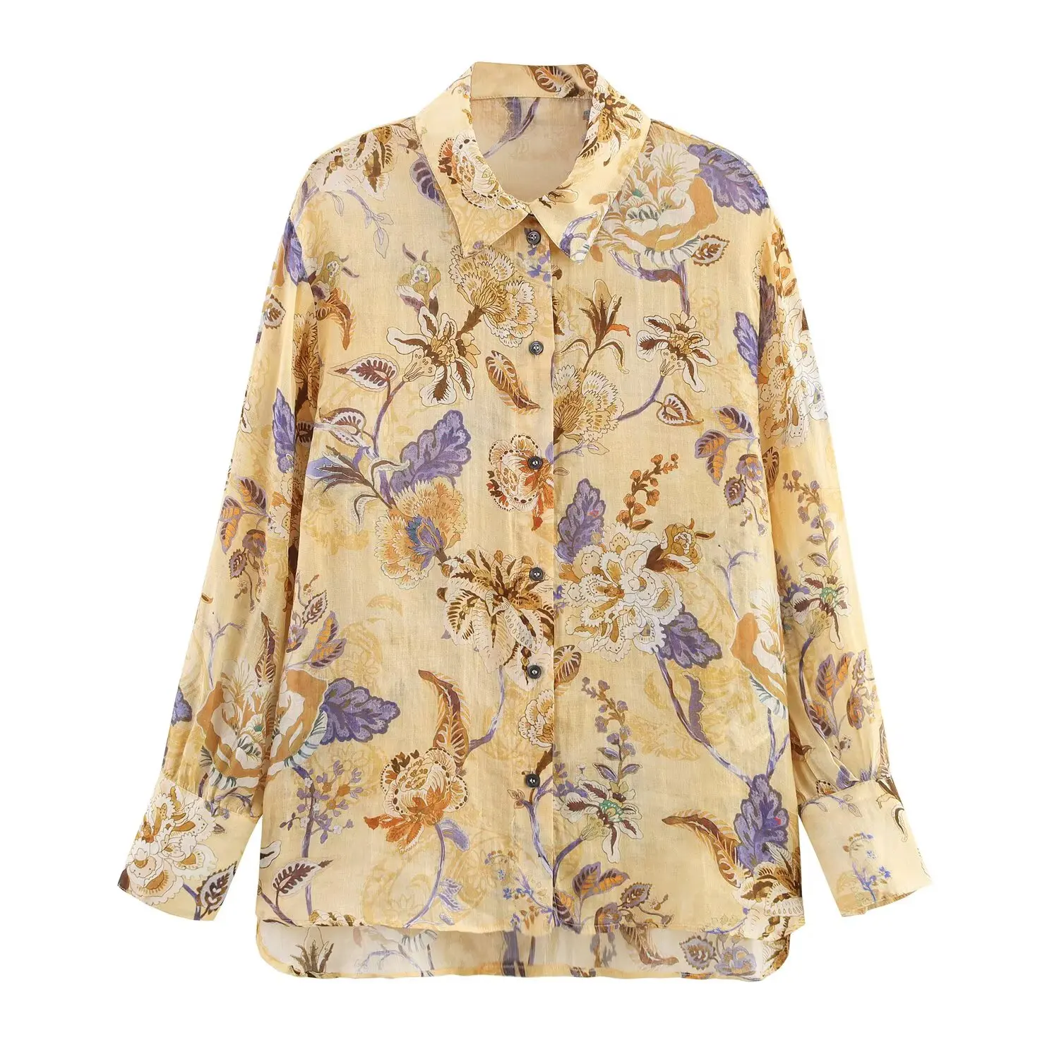 

Korejepo New Women Blouse Fashion European American Style Versatile Simple Blended Printed Shirt Top