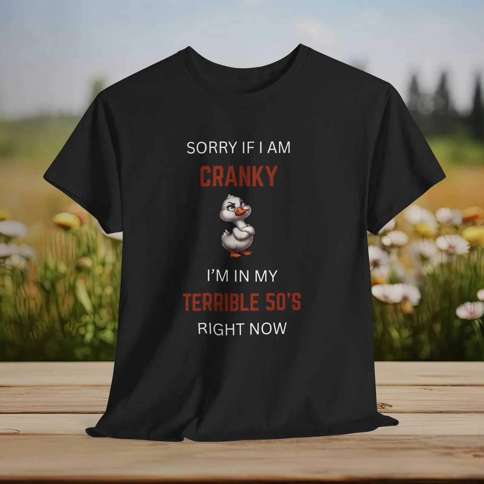 Cranky Duck I amp 39 m in My Terrible 50 s T Shirt Funny Birthday vintage Washed Stretched Soft Casual designer clothes