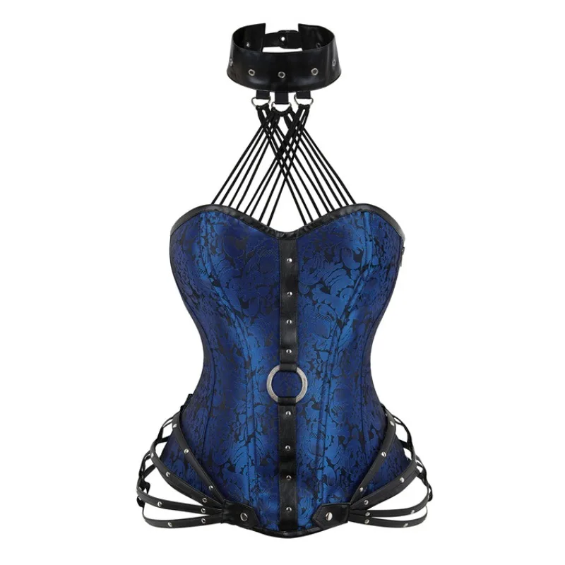 Steampunk Corsets And Bustiers Plus Size Sexy Halter Corset Pu Leather Gothic Punk Corset Zipper Burlesque Basque Costume
