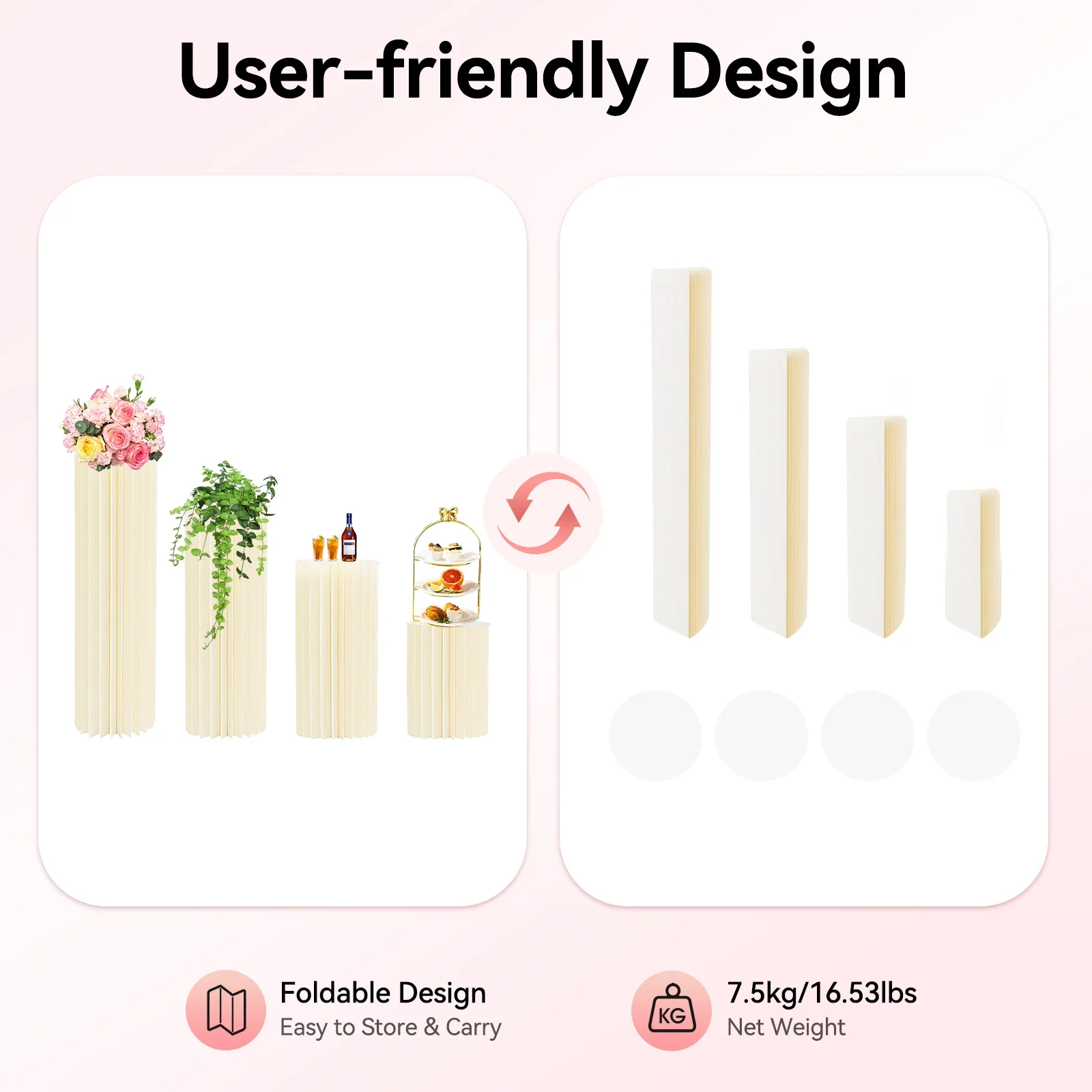 

Цилиндрическая подставка для цветов 40/60/80/100 см, украшение, 4 шт. складного картонного стола, центральные детали для свадьбы, дня рождения или вечеринки