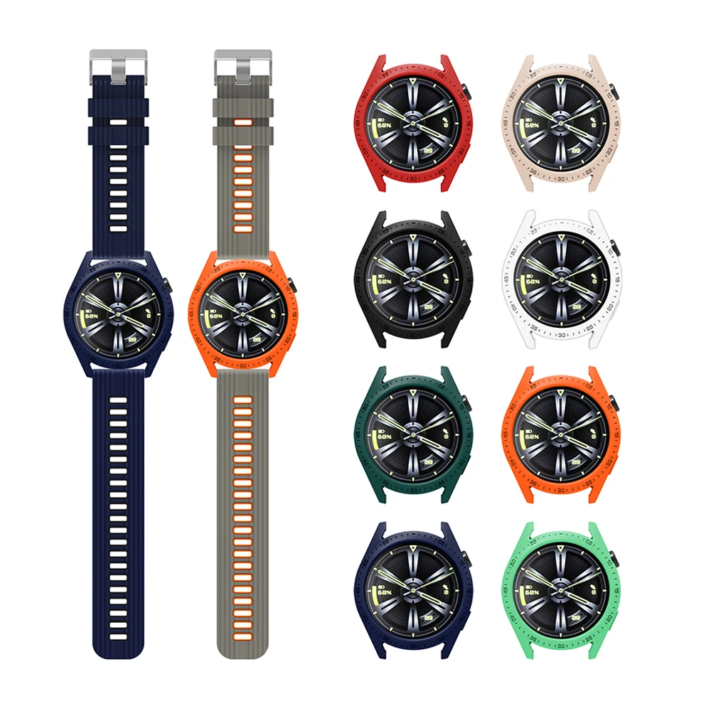 Watch Case For Huawei Watch GT3 46MM Hollow Shockproof Replace Protection Shell Smart Watch Silicone with Scale Protect Cover