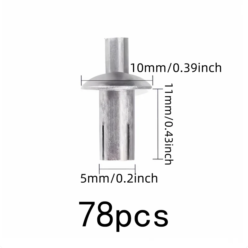 Hammer Strike Installation Hammer Drive Rivets, 78 pcs 5*11mm, Machinery Fastening, Universal Use, Multipurpose