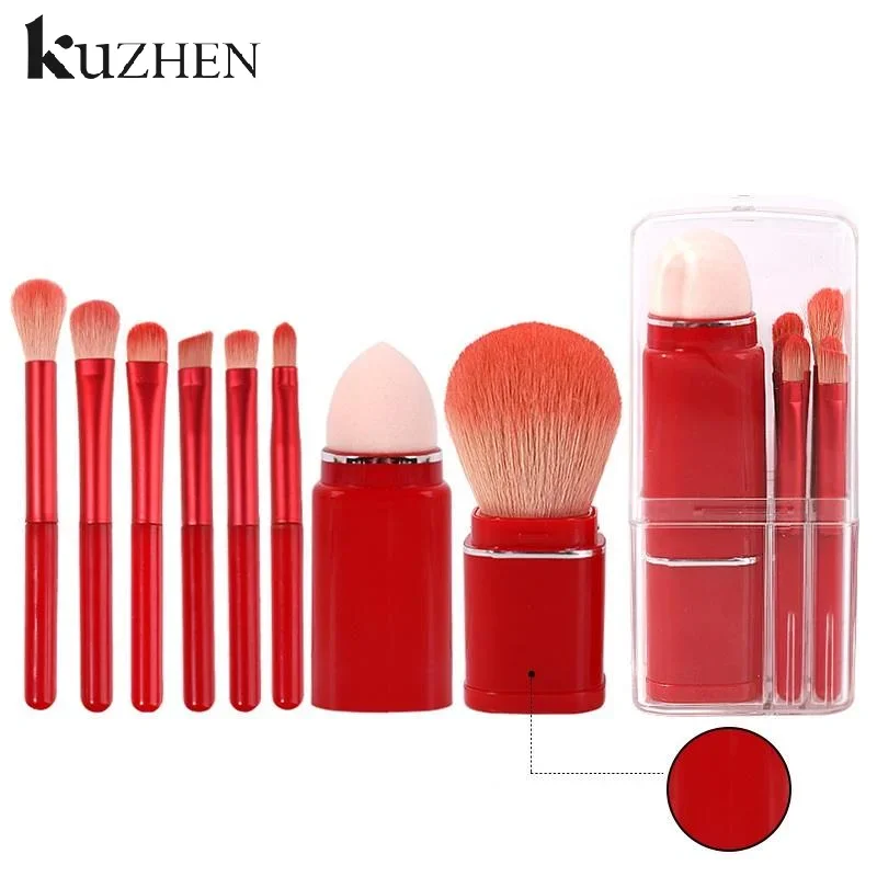 8 en 1 carré Portable télescopique brosse maquillage brosse ensemble ombre à paupières brosse correcteur beauté brosse outil maquillage brosse