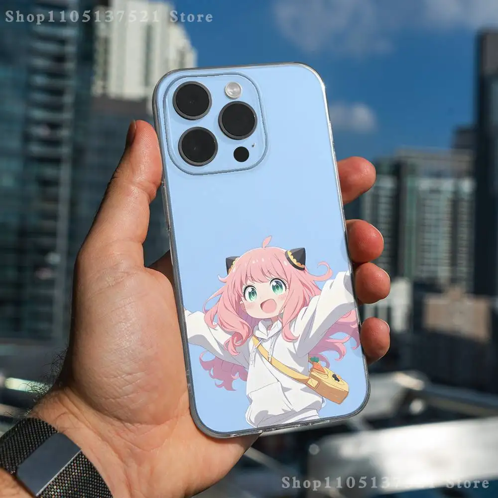 Casing HP S-Spy X Family Anya Forger Untuk iPhone 17,16,15,14,13,12,11 Pro,Max,Plus,X,XS,XR,SE4,E Mini Transparan Bahan Lembut
