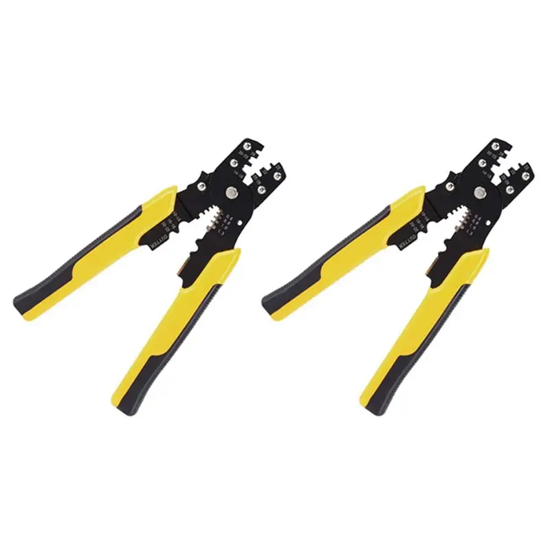 2 Pcs Crimp Tool Crimper Plier Wire Crimpers Adjustable Crimping Range For Cutting And Pressing Cables-B51B