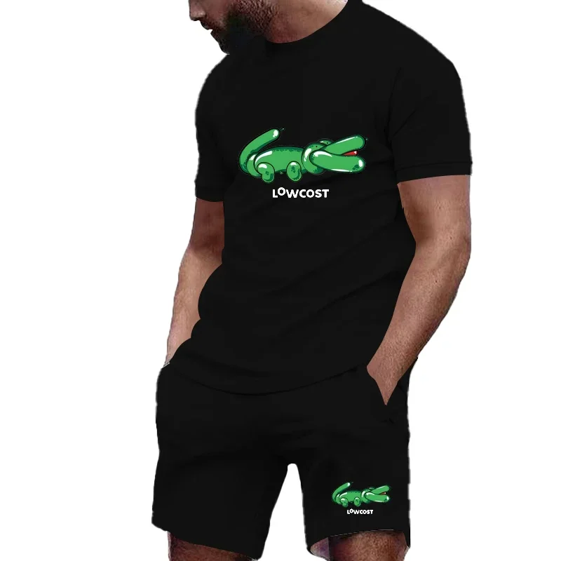 

Summer fashion hot selling men's sports suit, casual T-shirt set, and breathable running shorts 2-piece 2024