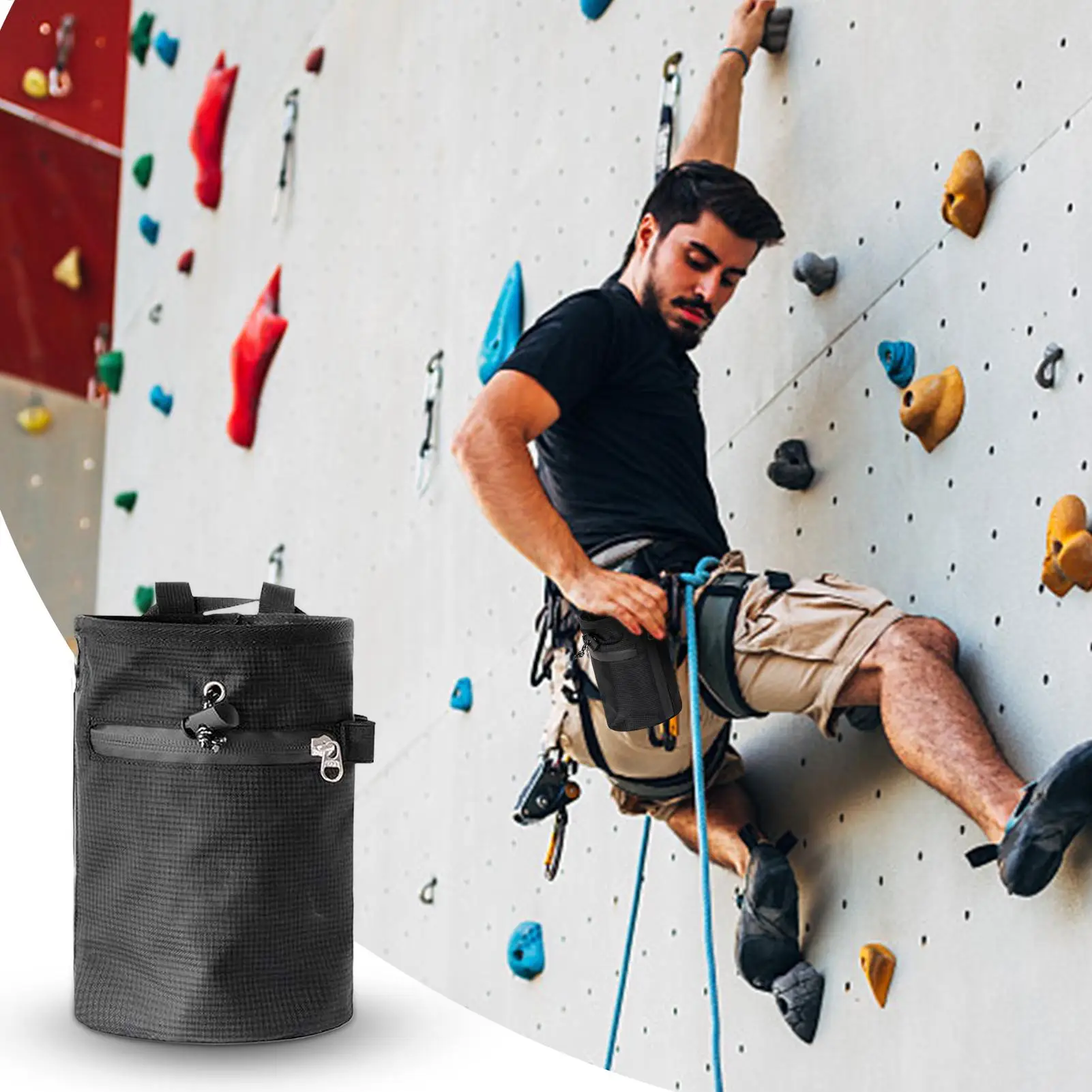 Climbing Chalk Bag Waterproof Adjustable Waist Belt Powder Sack Chalk Pouch For Gymnastics Golf Gym Bowling Lifting Bouldering