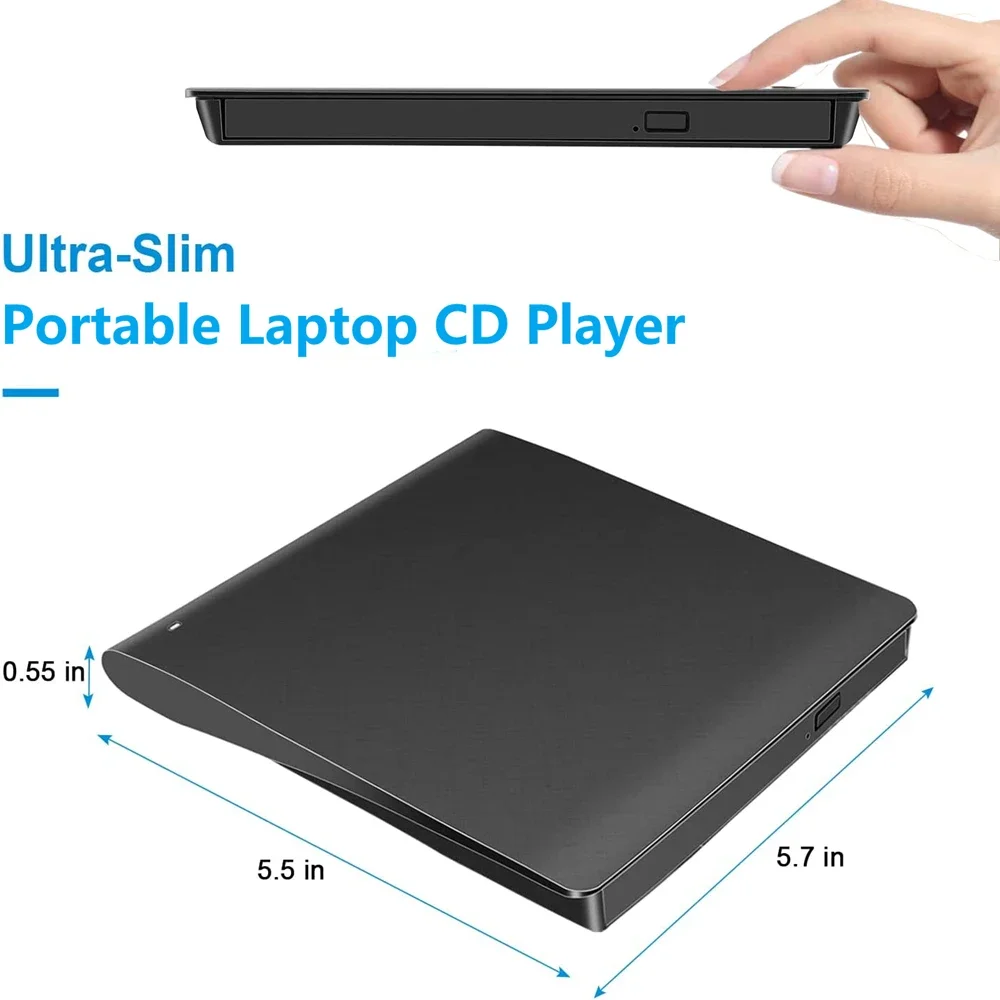 2023 USB 3.0 Slim External DVD RW CD Drive Reader Player Optical Drives For Laptop PC external dvd player