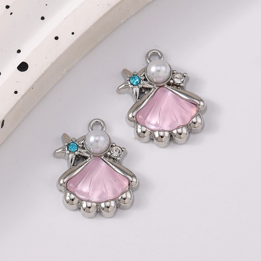 

5pcs Cute Crystal Pearl Shell Pendants Charms for Necklace Earrings Bracelet DIY Handmade Jewelry Accessories Supplies