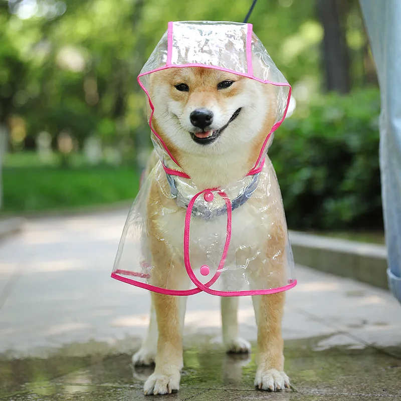 Pet Dog Puppy Transparent Rainwear Raincoat Pet Hooded Waterproof Jacket Clothes Soft PVC Raincoat Suitable For Small Dogs