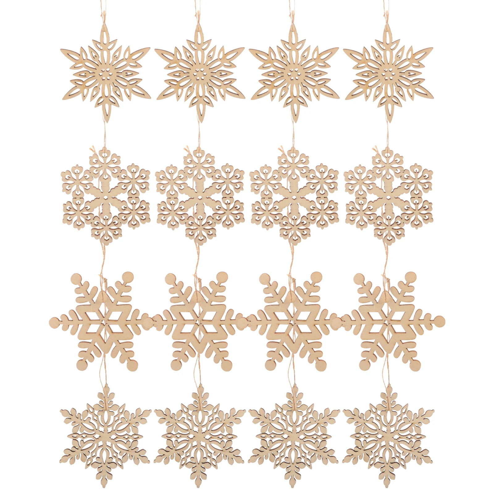 

40pcs Blank Wooden Snowflake Decorative Christmas Ornament Unfinished Wood Slices Diy Craft Hanging Pendant For Tree Wall Window