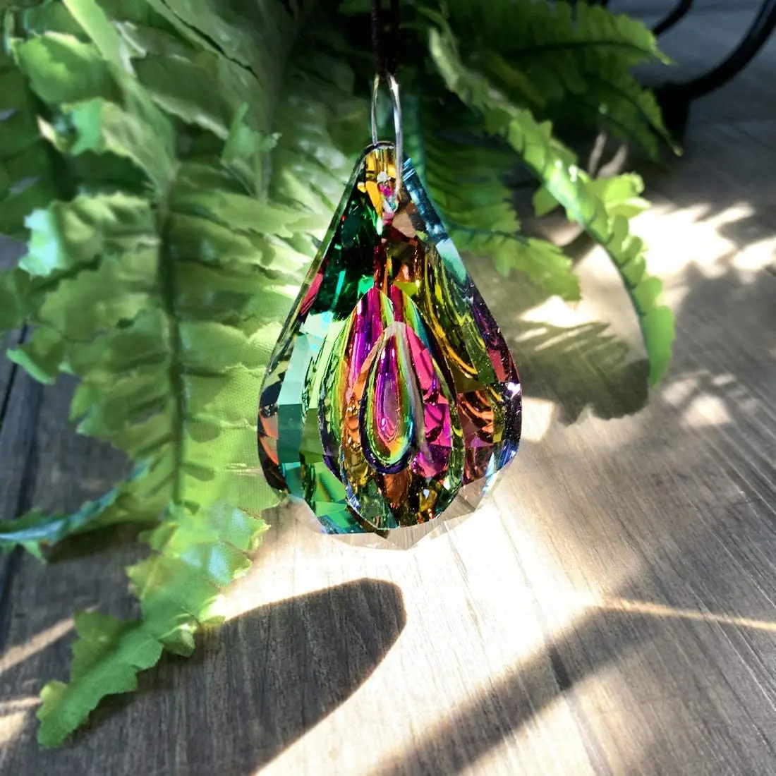 

H&D 76mm Colorful Crystal Loquat Chandelier Lamp Hanging Ornament Parts,DIY Suncatcher Rainbow Maker Crystal Prisms Pendant